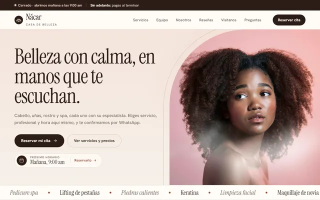 Nácar Spa en computador